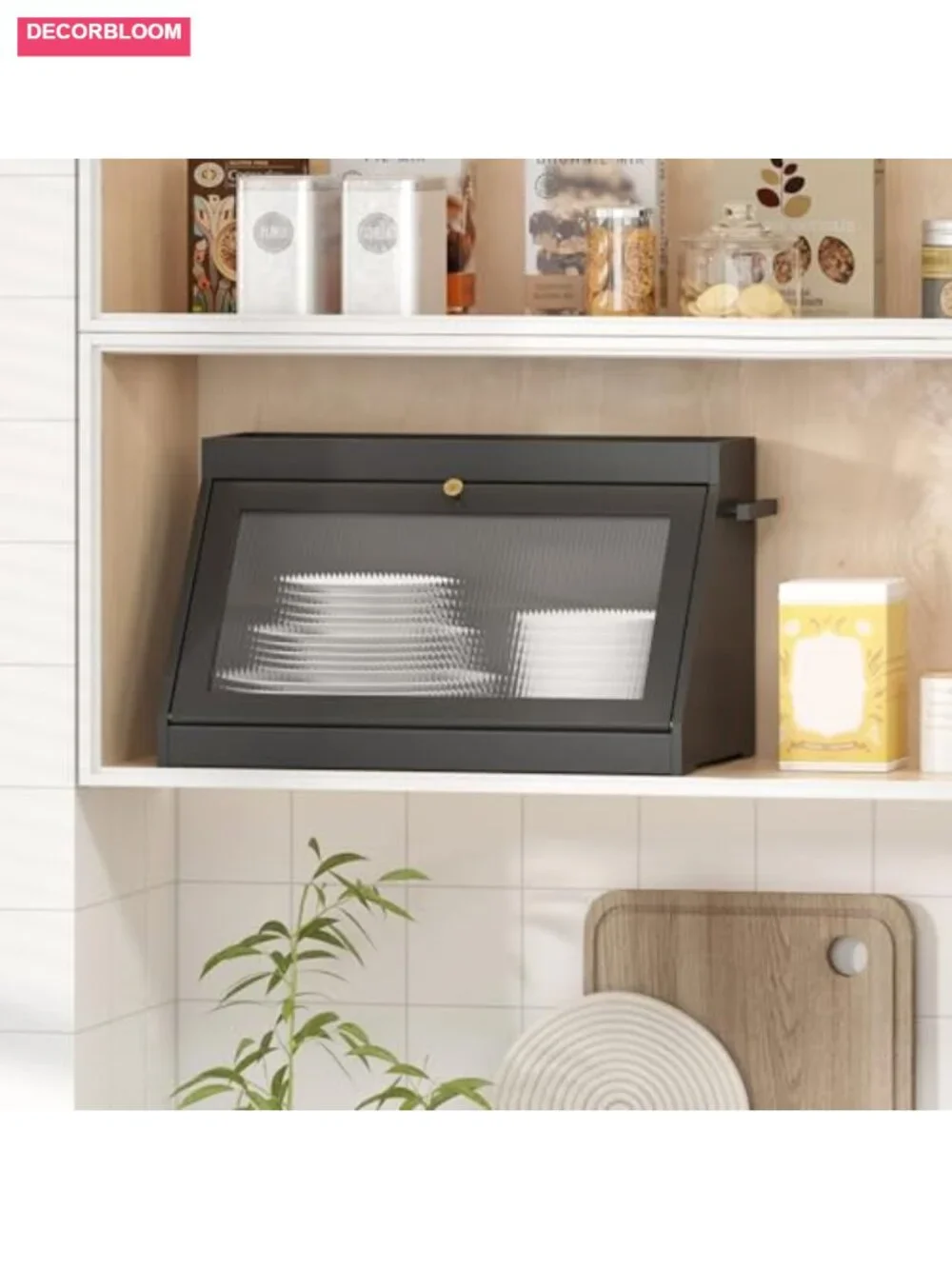 Bamboo Bread Box with Acrylic Door, Large Capacity Kitchen Storage